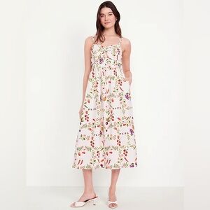 Fit & Flare Tie-Front Midi Dress